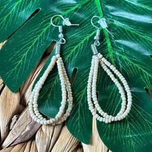 BOGO FREE WHITE BEADED HOOP EARRINGS